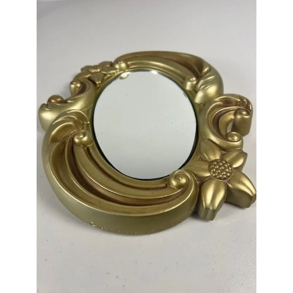 Vintage 1967 Miller Studio Inc Gold Chalkware Floral Oval Wall Mirror Ornate MCM